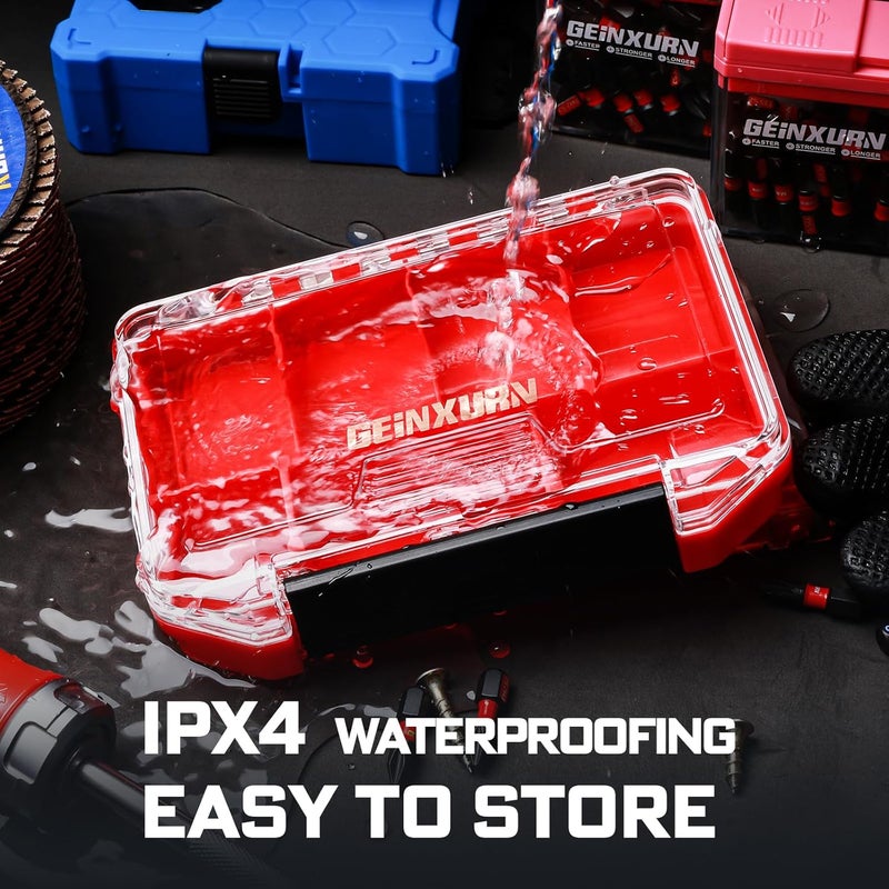GEINXURN IPX4 Waterproof Small Storage Parts Organizer, Small Parts Case with Removable Dividers, Screwdriver Bit Set Box(2 Boxes) - Image 4